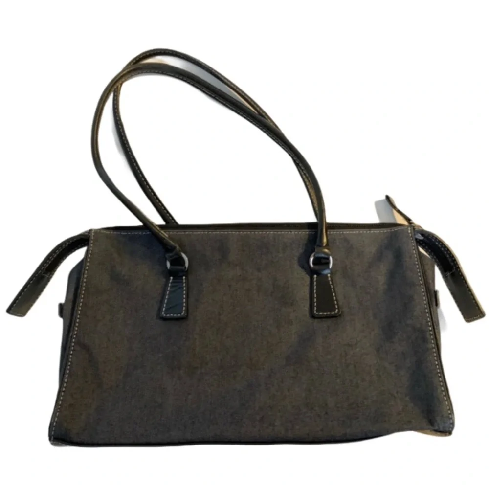 Ann Taylor Black Fabric Shoulder Bag Gray Handbag